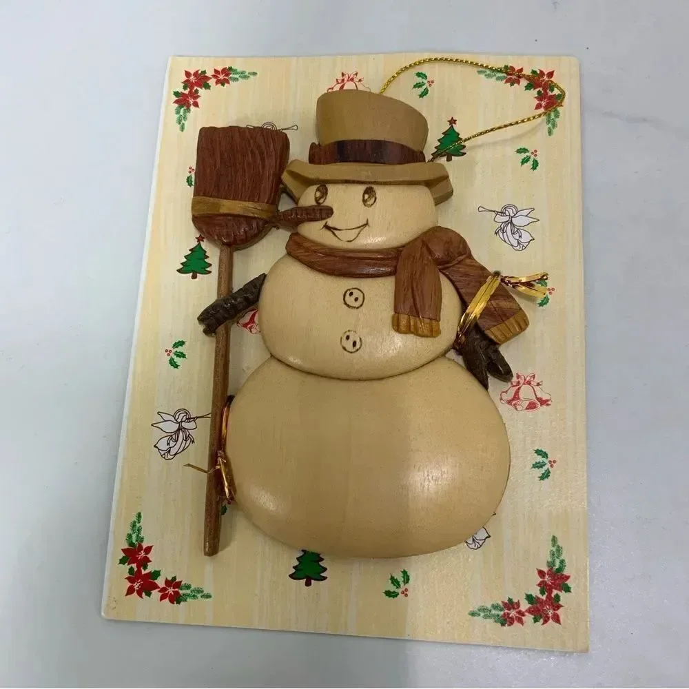 Aloha Wood Art by the LE Family handcrafted wooden snowman ornament